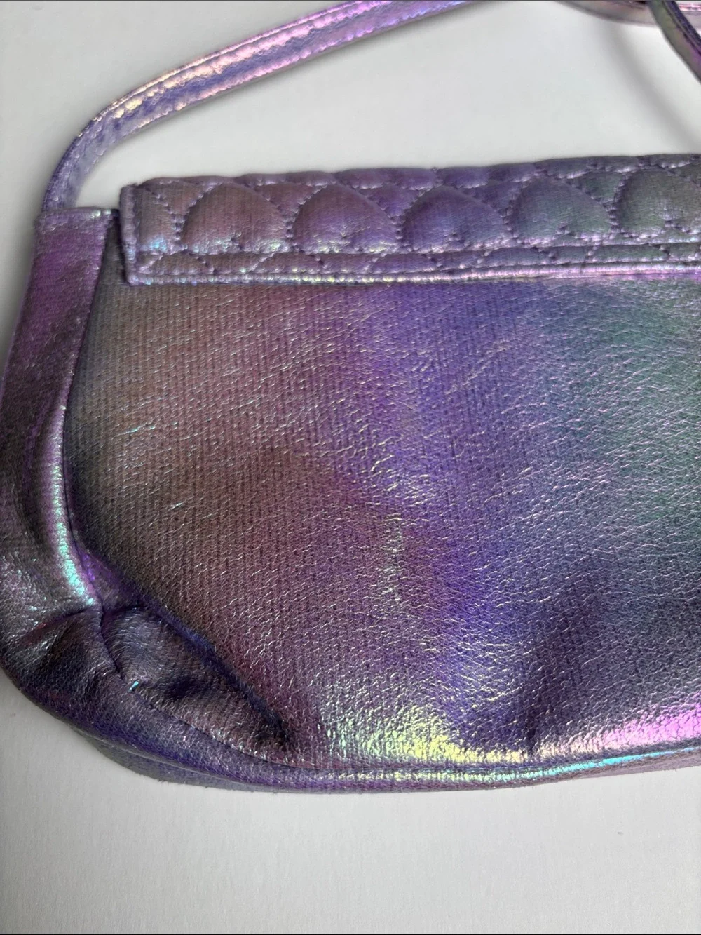 Capelli of New York Iridescent Purple Quilted Heart Crossbody